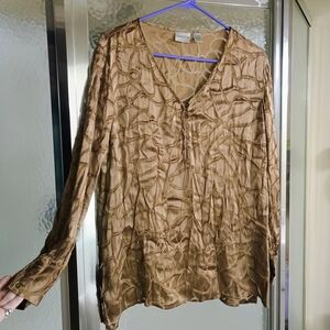Chico's Tan Textured Long Sleeve Blouse